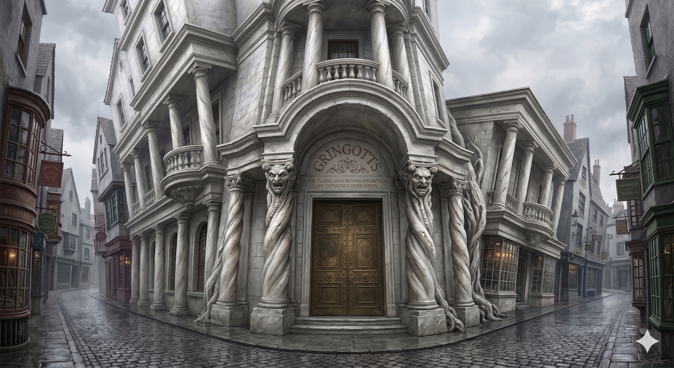 Gringotts-inspired bank illustration